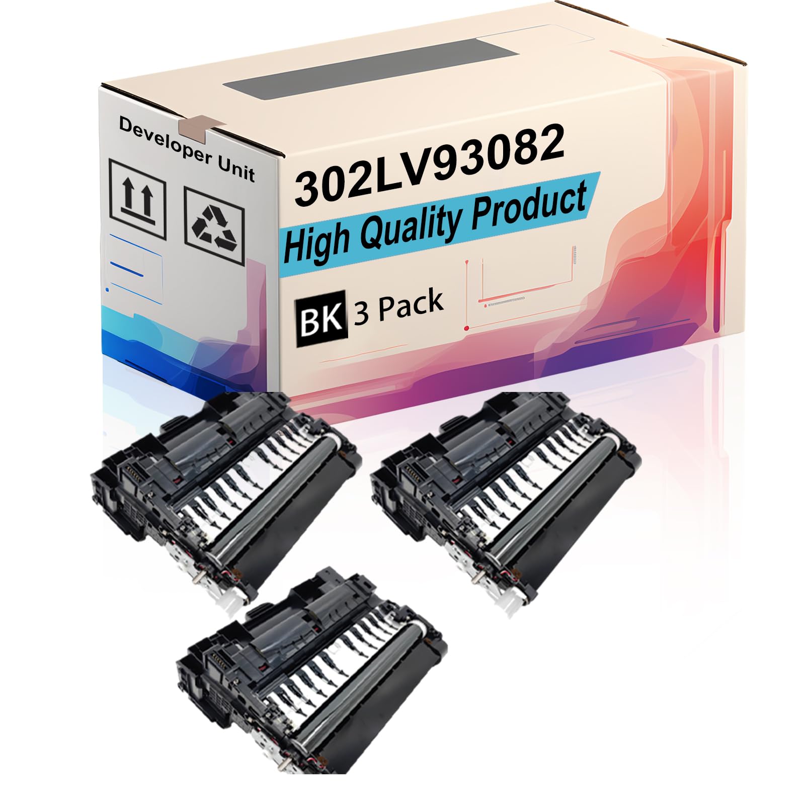 302LV93082 Developer Unit Compatible for Kyocera FS-2100DN FS-4100DN FS-4200DN FS-4300DN Printers, High Yield 150000 Pages, Print More Pages (3 Pack Black)