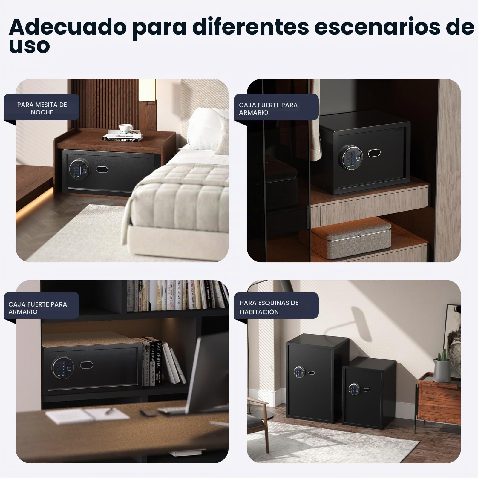 Grimtron Caja Fuerte Biométrica Inteligente - (14 litros) Caja de Seguridad con Lector de Huellas Dactilares, Modo Silencioso, Teclado Retroiluminado y Luz LED, Pequeña Caja Fuerte con Protección