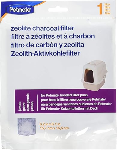 Petmate Zeolite Filtro de caja de arena de carbón, Jumbo, 6.3 x 6.1 pulgadas