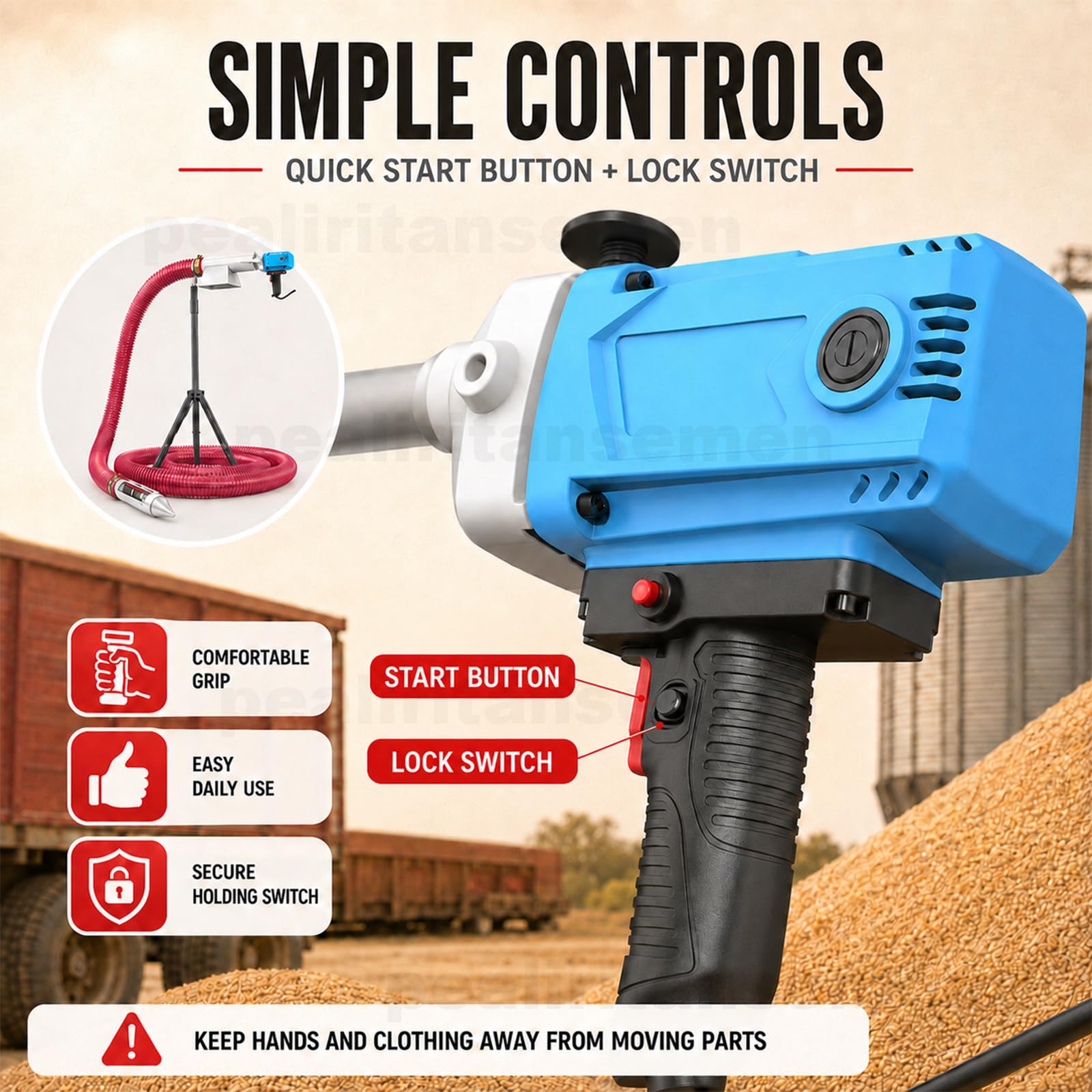 Coclea Portatile Per Cereali Con Tubo Rinforzato Da 100 mm 4m | Tubo Ispessito, Coclea Interna E Treppiede Regolabile Per Cereali, Mangimi, Pellet E Polveri Secche Compatibili