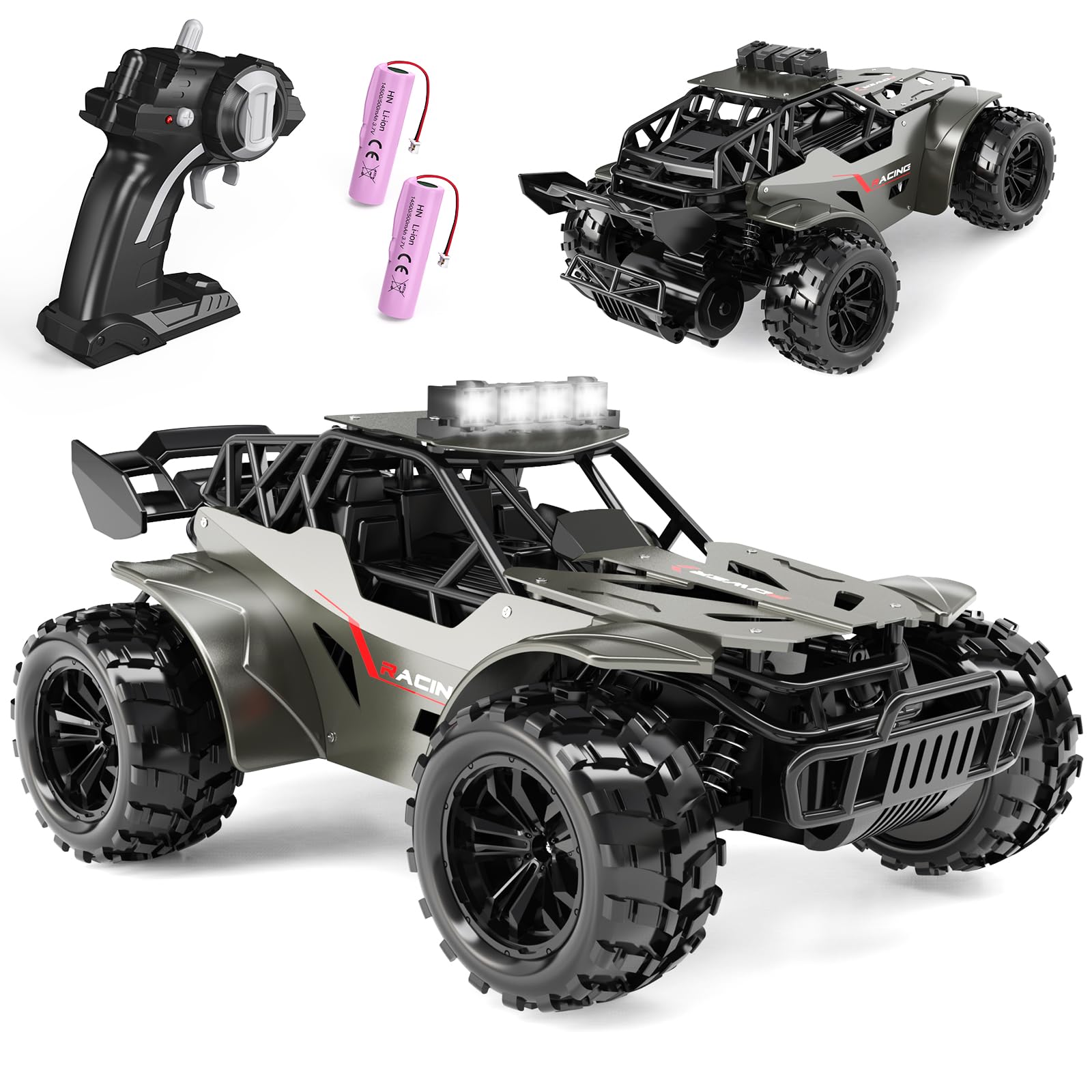 tech rc Ferngesteuertes Auto 20km/h 1:20 RC Auto | Metallgehäuse mit Scheinwerfer 2 Akku für 50 Min, 2.4Ghz Truck, RC Car Spielzeug Geschenk