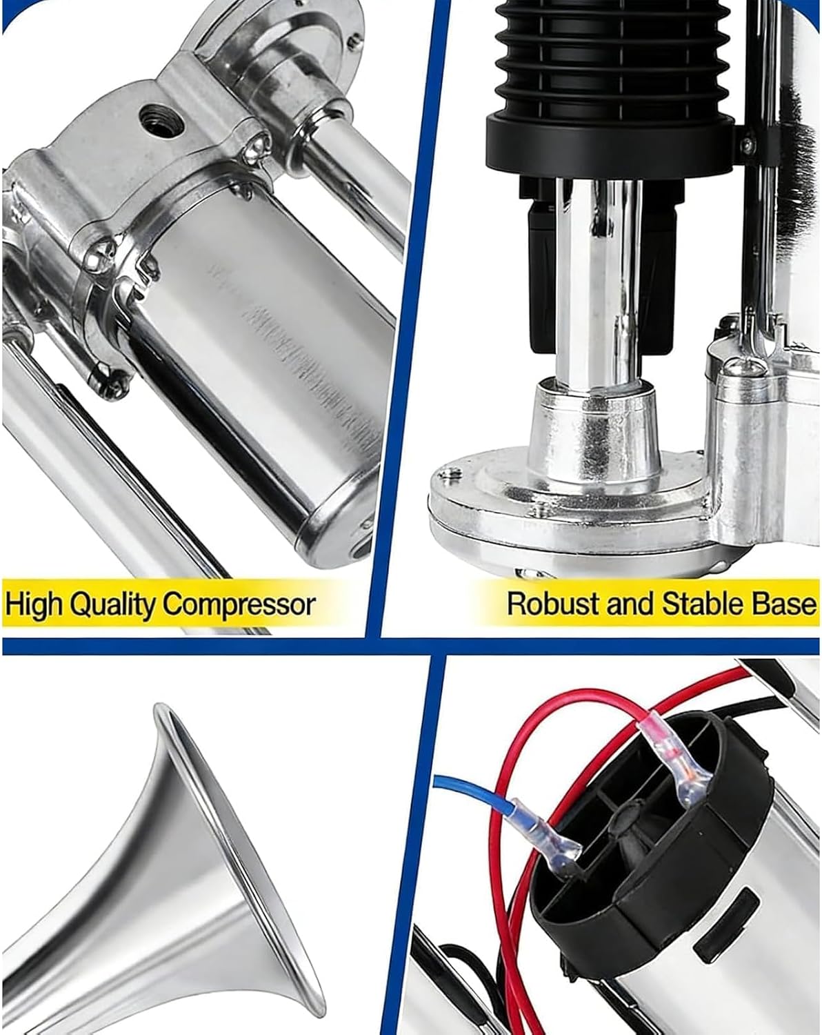 135db Super Loud 12v Train Air Horn, 2026 Upgraded Dual Air Horn Kit – Super Loud Dual Horn, Easy Install, For Cars, Trucks, Suvs, Boats & More (Sliver, 12V)