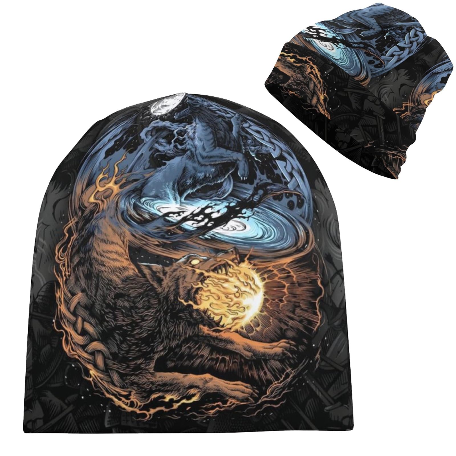 Bonnet Viking loup pour homme et femme chapeau de tricot mythologie nordique