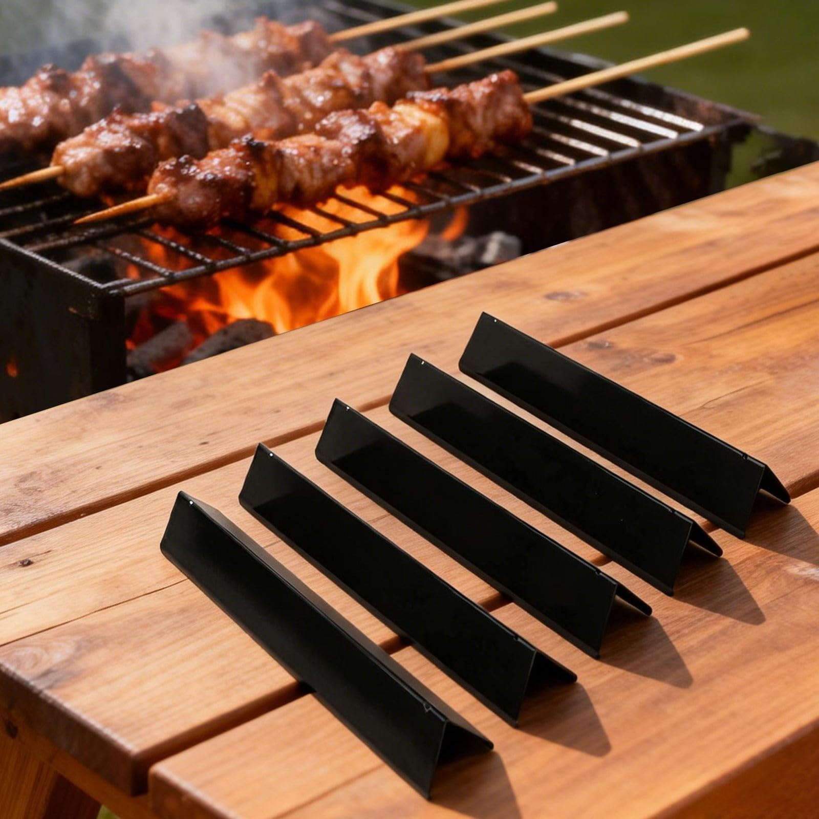 Acciaio smaltato per barre aromatizzanti per Weber per griglie Spirit serie 300, confezione da 5 pezzi di ricambio per scudo termico compatibile con Spirit I II E310 S310