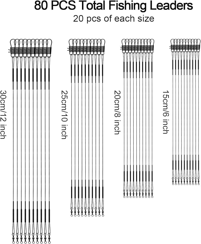AIEX 80pcs Leader de Pesca Acero Inoxidable, Línea de Lider de Caña para Agua Salada y Dulce miniatura 2