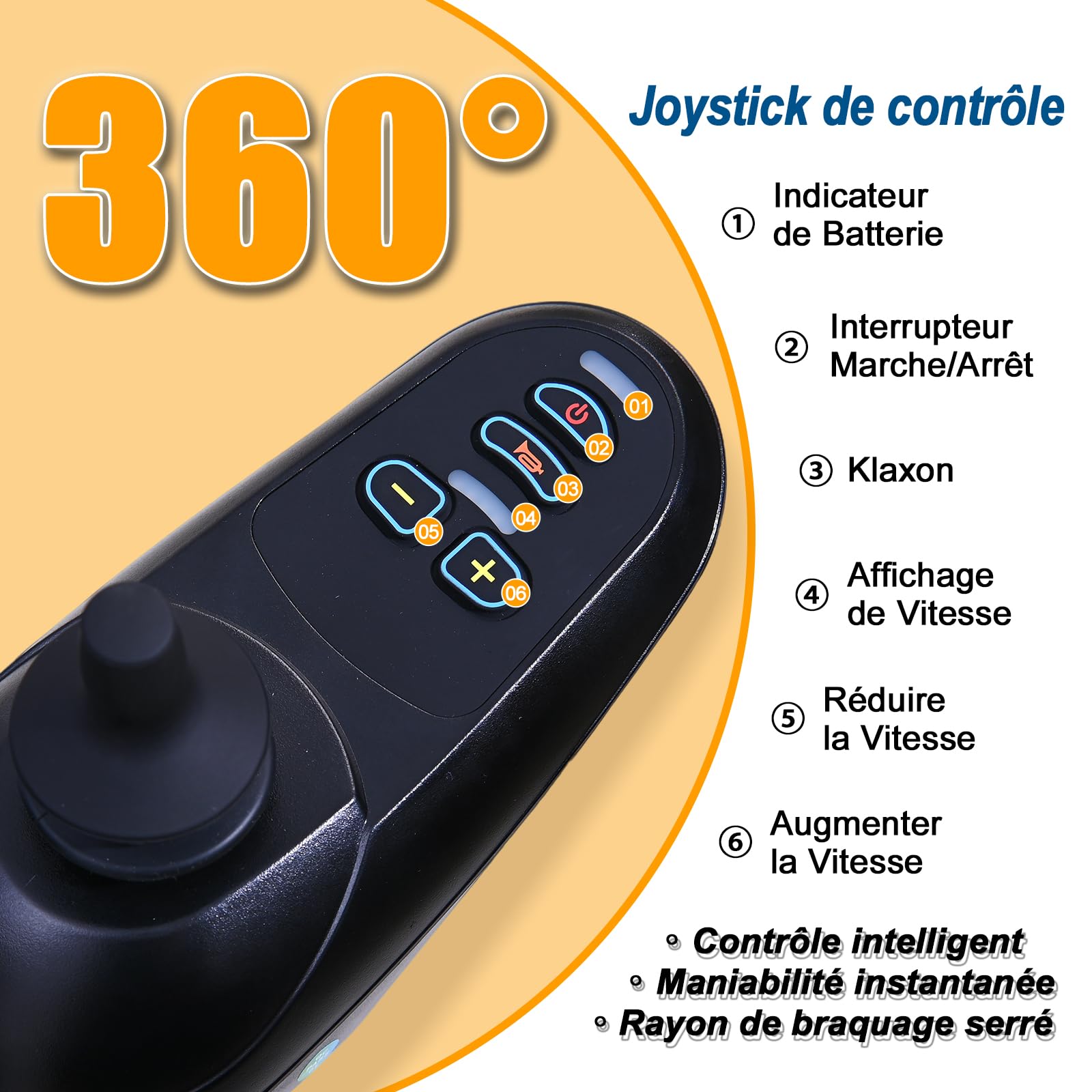 D14 Fauteuil Roulant Électrique Pliable Léger | Autonomie 25 km, Moteur Sans Balais 500 W, Batterie Amovible 12 Ah, Aluminium, Charge 150 kg, Homologué Avion