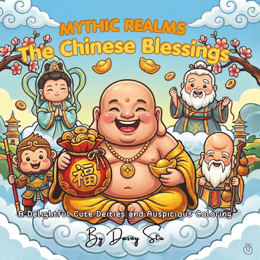 MYTHIC REALMS: The Chinese Blessing: A Delightful Cute Deities and Auspicious Coloring Adventure