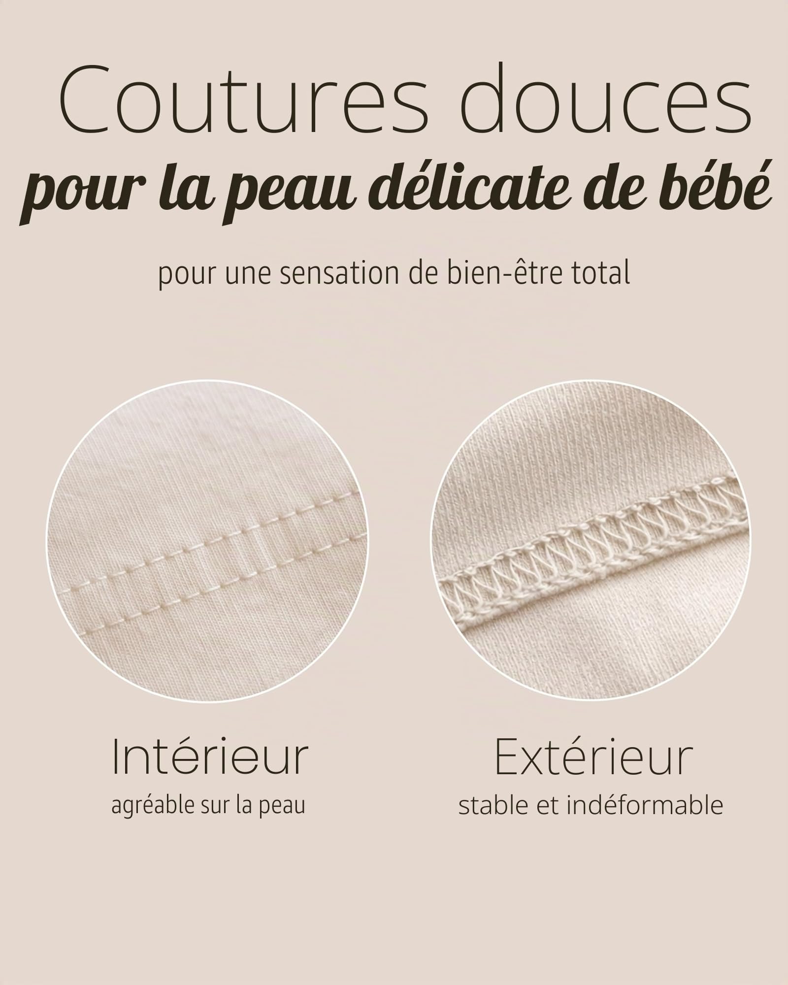 Bandeau Peau à Peau pour Nouveau-Nés - Support Kangourou - Qualité Bio, Couleur Beige, Taille M