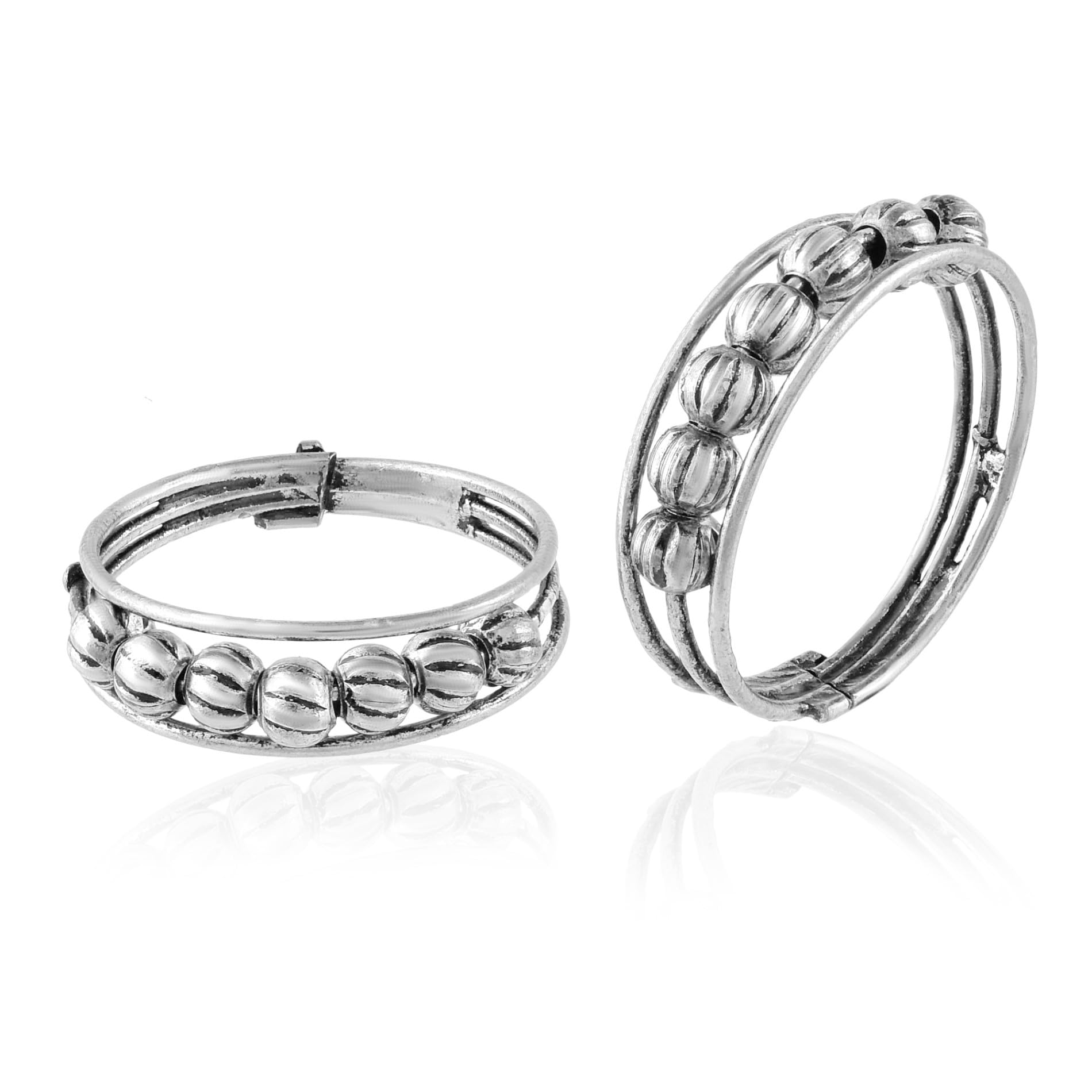 Oxidised Brass Beaded Toe Ring for Women, Adjustable, Traditional Design(ACTR01756)-image-8
