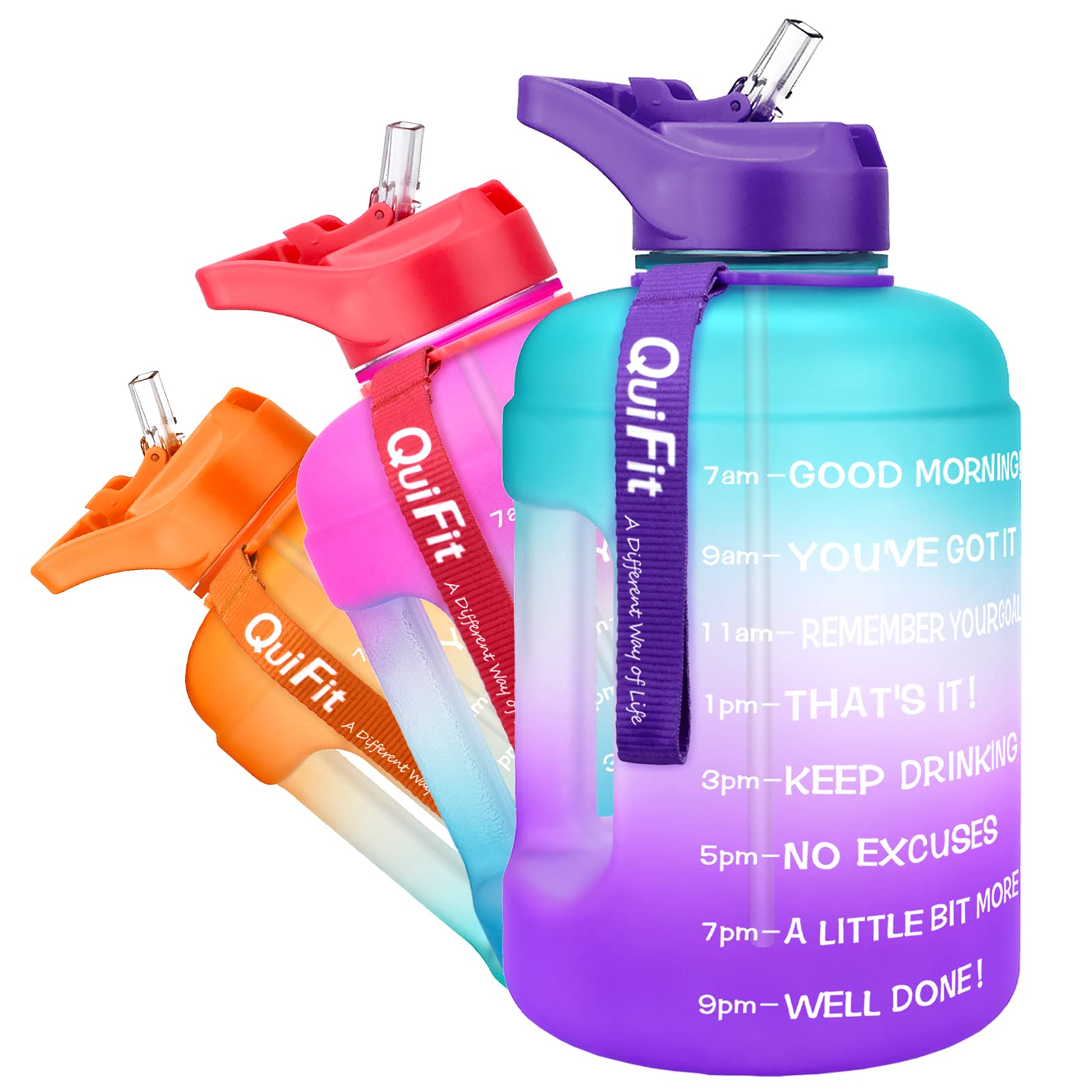 Buy QuiFit Water Bottle with Straw 2.2 Litre Motivational Sports Jug