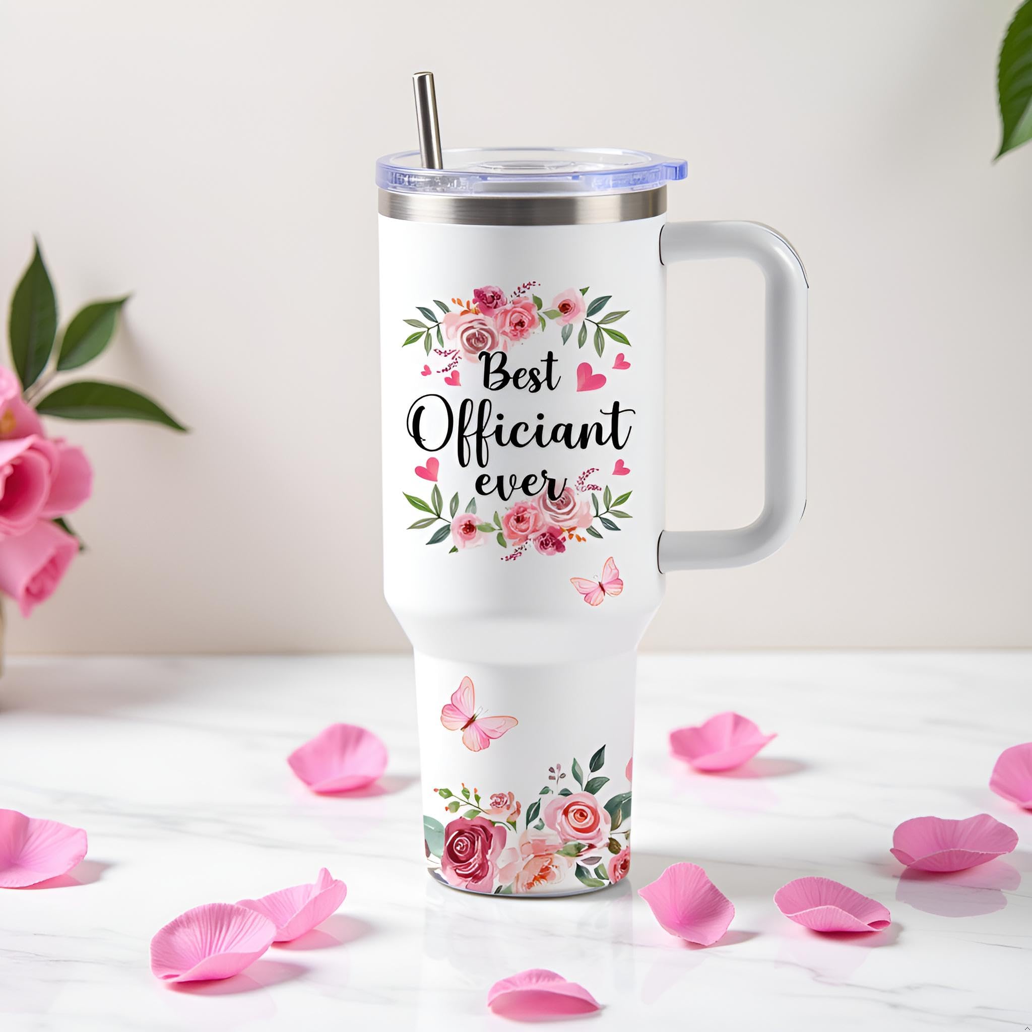 Wedding Officiant Gifts Tumbler, Best Officiant Ever Gift from Couple, Wedding Thank You Gifts for Bridesmaid, Funny Bride Groom Party Gift Coffee Cup 40oz