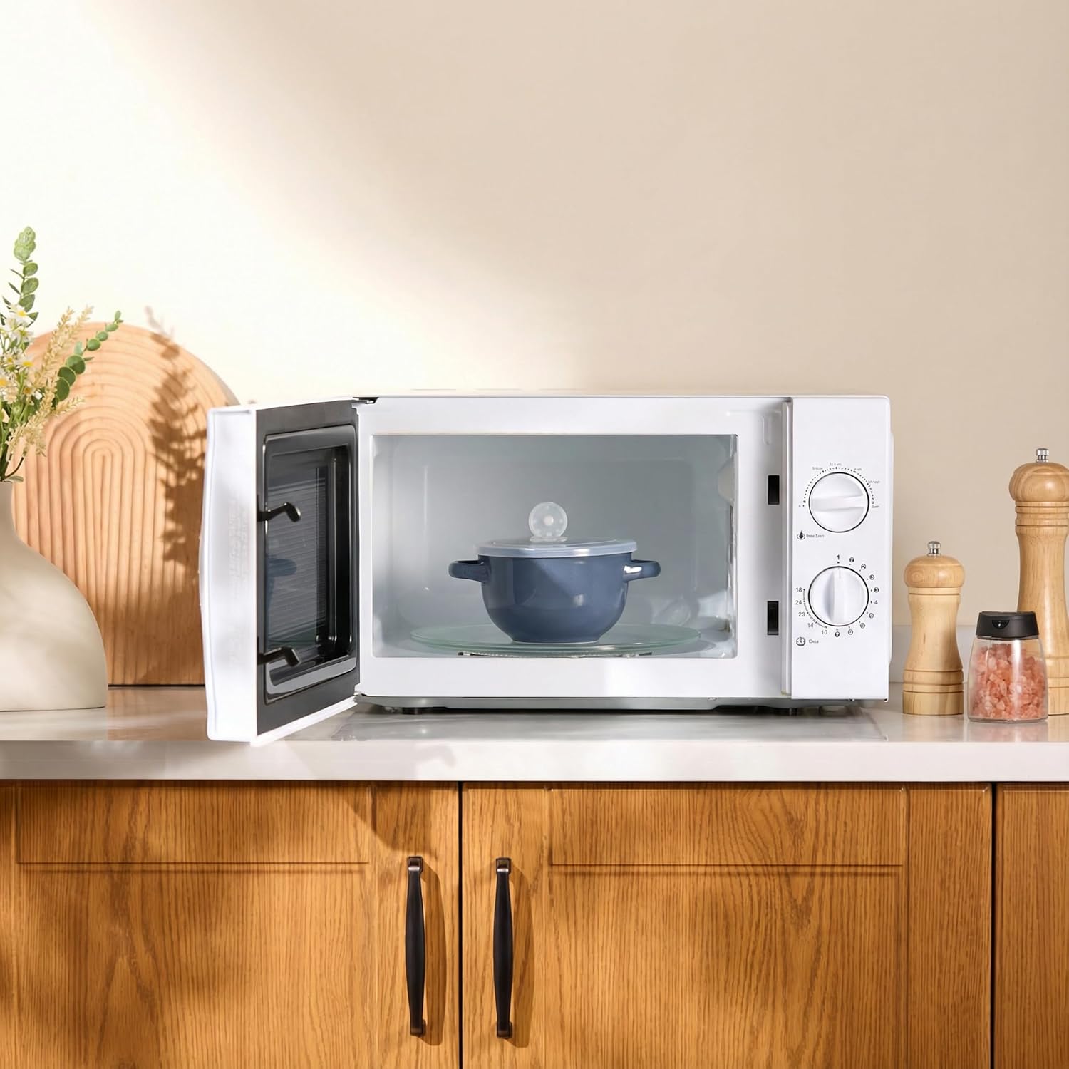 KooK French Onion Soup Bowls, Crocks, Oven Safe Bowls, Soup Mugs, Ceramic Bowls, Dishwasher, Microwave, Set of 4, 18 oz (Denim)