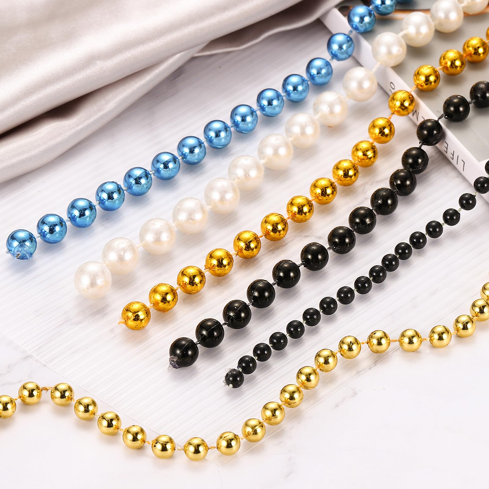 PATIKIL Guirlande de perles artificielles de 10 mm pour décoration de fête de mariage, arbre de Noël, loisirs créatifs, bleu
