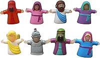 Vista 1 de Needzo Marionetas de dedo con guión para contar historias, actividad religiosa de escuela dominical, 8 piezas