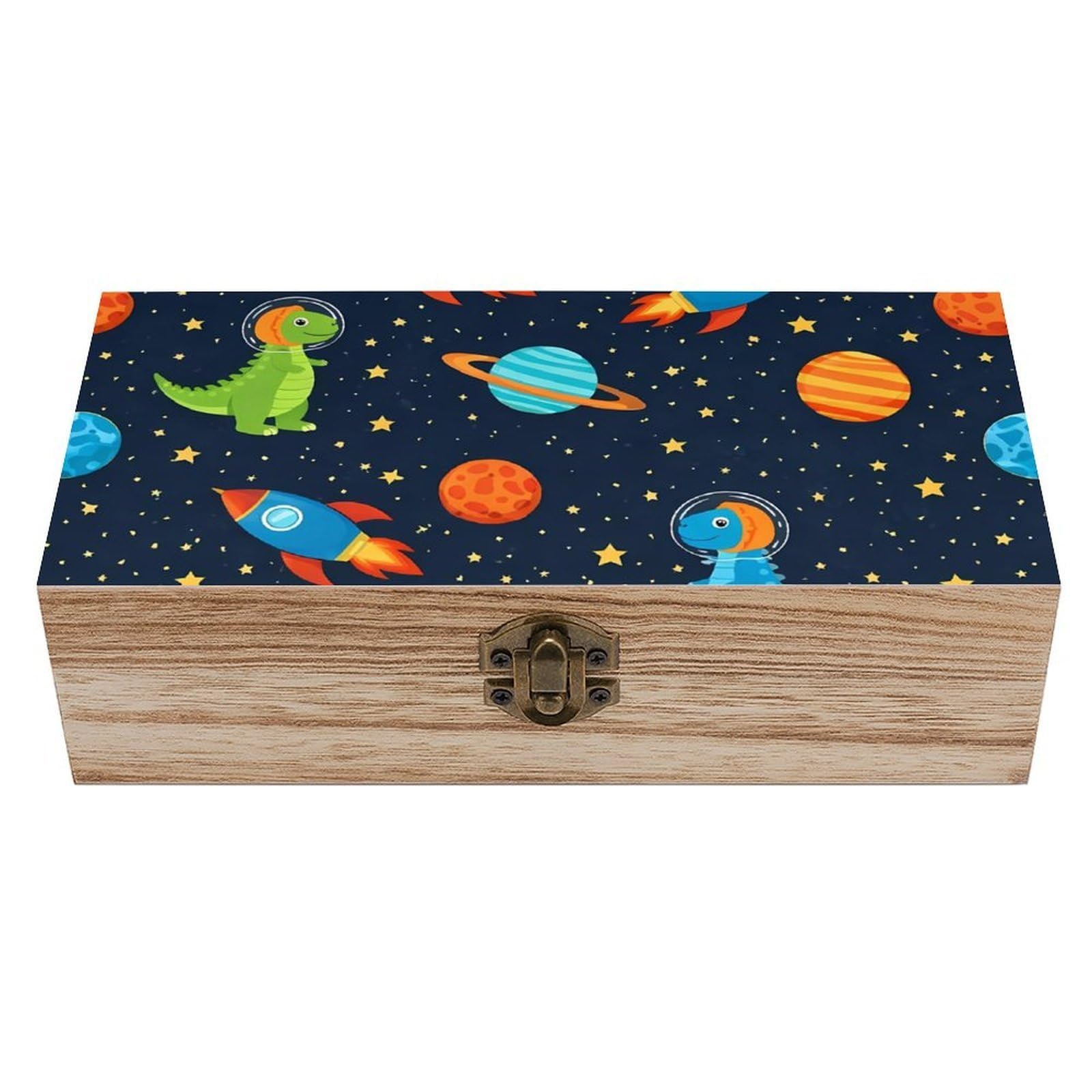 HLBSDM Cool Fire Rainbow Dragon Wooden Storage Box