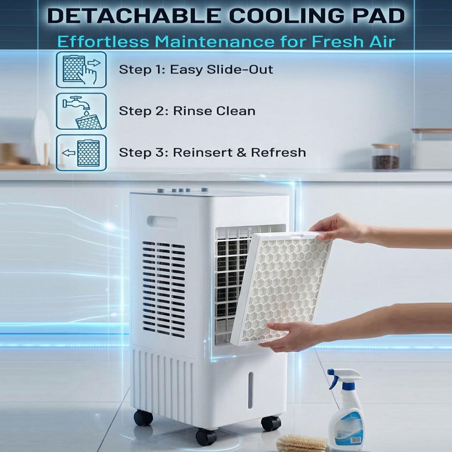 Condizionatori a Evaporazione Portatile senza tubo 10L Raffrescatore d'Aria con 3 Velocità Timer 8h 3 Modalità Oscillazione 60° Ventilatore Aria Fredda Climatizzatore Portatile per Camper Casa