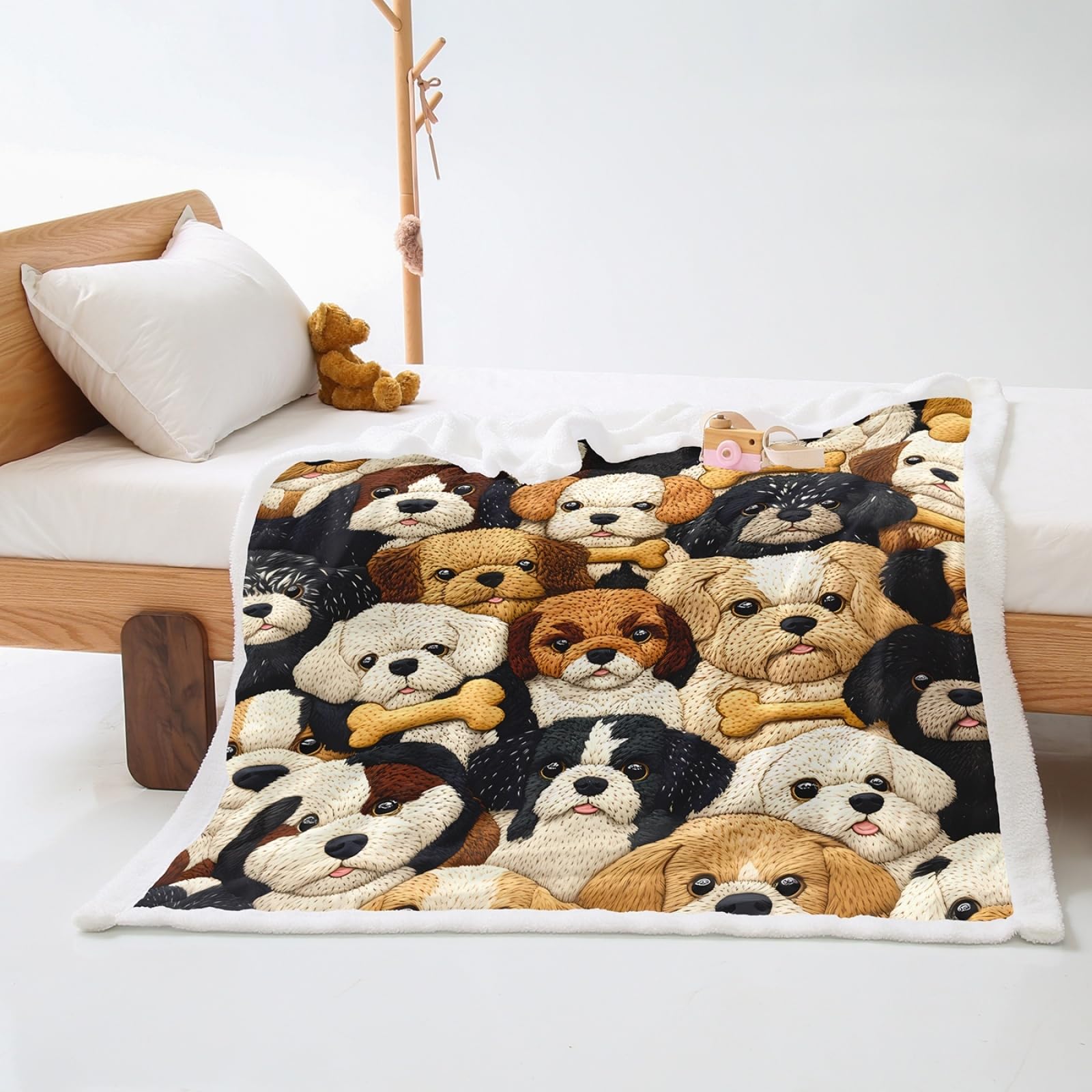 Plaid lit polaire flanelle couverture été lavable pour chien 130x150cm
