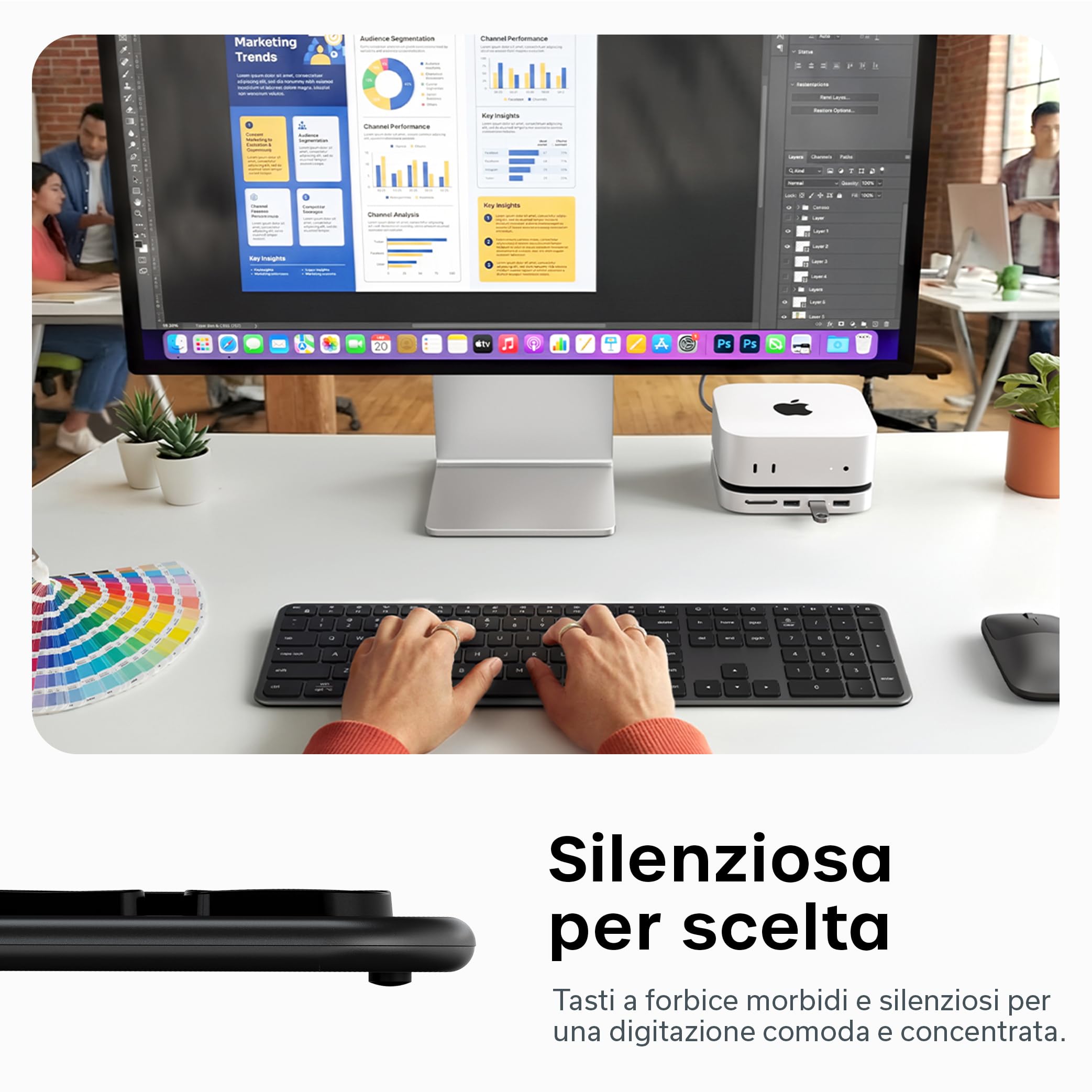 Satechi Tastiera Wireless Slim EX3, Layout 𝗤𝗪𝗘𝗥𝗧𝗬 𝗨𝗦, Bluetooth con Tastierino Numerico, Multi-Dispositivo, Ricevitore 2,4 GHz E Ricaricabile, per Mac, Windows E Android – Nero
