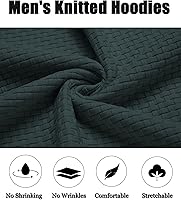 Vista 5 de COOFANDY Suéter de punto con capucha para hombre, manga larga, hipster, casual, suéter con capucha