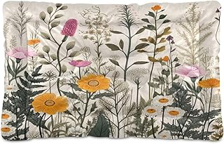 Kigai Wild Flower Dog Bed Machine Washable Pet Bed Mattress Comfortable Soft Pet Bed Mat Non-Slip Bottom Couch for Small Medium Dogs,24x18 Inch