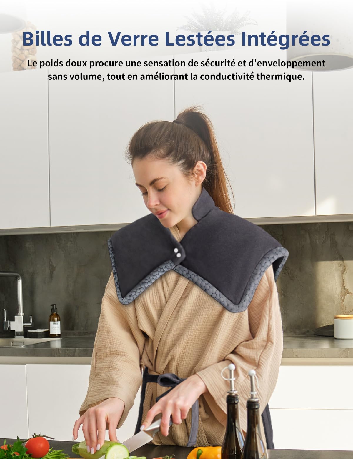 Coussin Chauffant Dos Électrique Épaules Nuque Lombaires, 6 Niveaux de Température, Minuterie d'arrêt Automatique à 3 Heures, Chauffage rapide, Chauffe-dos, Lavable en Machine, 80 × 88 CM