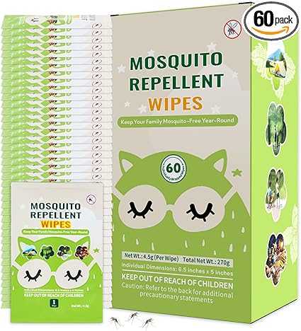 60 PCS Mosquito Repellent Wipes Individually Wrapped Insect Repellent Wipes.