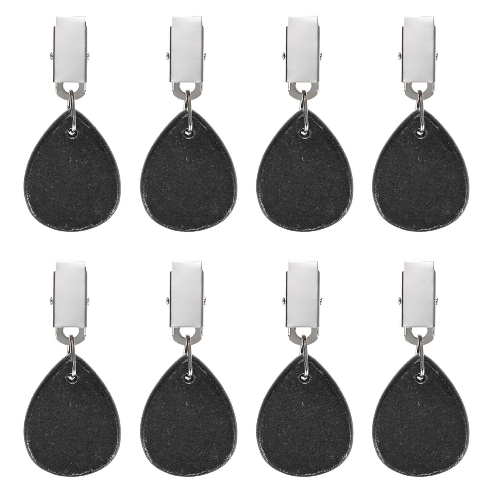 M METERXITY 8-Pack Tablecloth Weights, 3.15 Inch Marble Table Cover Weights with Metal Clips for Decoration/Outdoor Picnic/Family Dinner Party, Table Cloth Hangers [Black, Drop]