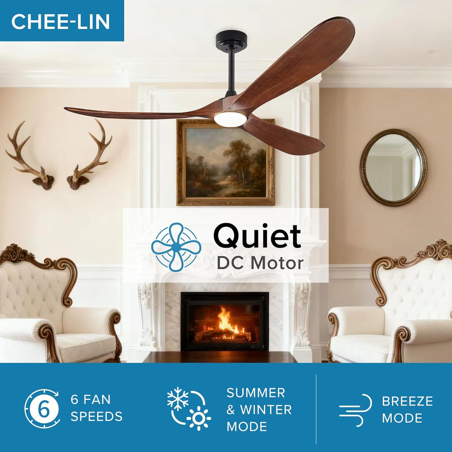 70 inch Smart Outdoor Large Ceiling Fan for Patio with Lights Wet Rated, High CFM Modern Farmhouse Walnut Ceiling Fan with Alexa/Remote/App Control, Waterproof Exterior Fan for Indoor Porch Gazebo