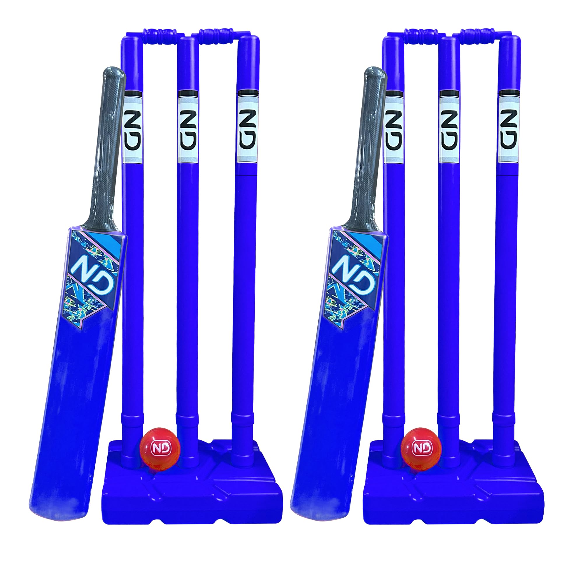 22YardsPro Cricket Set, Plastic Cricket Bat, 3 Cricket Stumps with Base & Cricket Ball | Lightweight Durable Cricket Kit for Indoor & Outdoor Garden Games