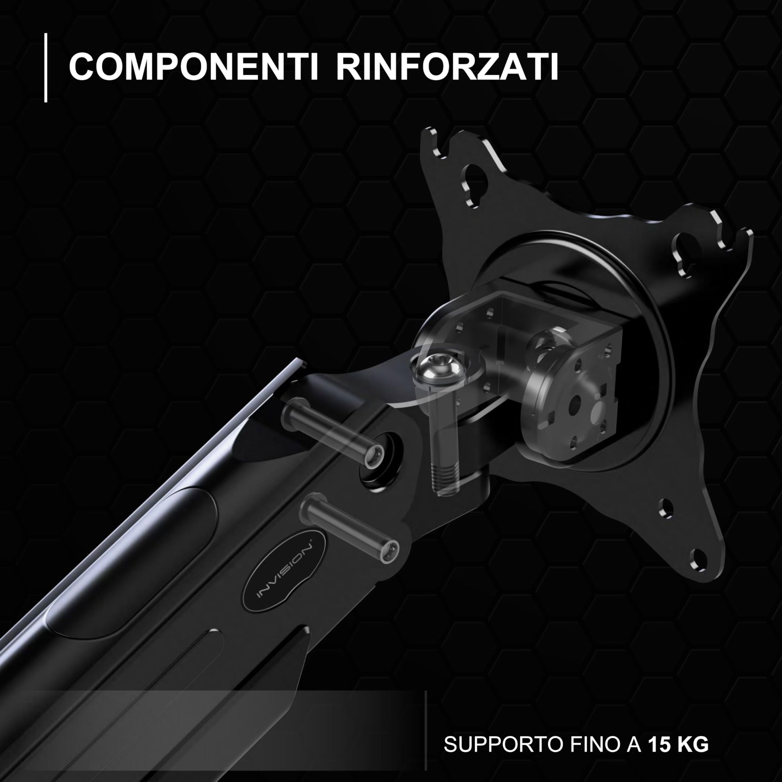 Invision Braccio Monitor Doppio per 24-35" pollic schermi, Peso da 2-15kg, VESA 75/100 mm, Supporto Ergonomico con Molla a Gas e Gestione dei Cavi, Inclinazione, Rotazione, Scrivania Morsetto (MX900)