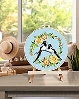 Vista 5 de TINDTOP Kit de Bordado para Principiantes Adultos, Kit de Bordado de Pájaros para Principiantes, Incluye Tela de Bordado Aros Hilos para Amantes