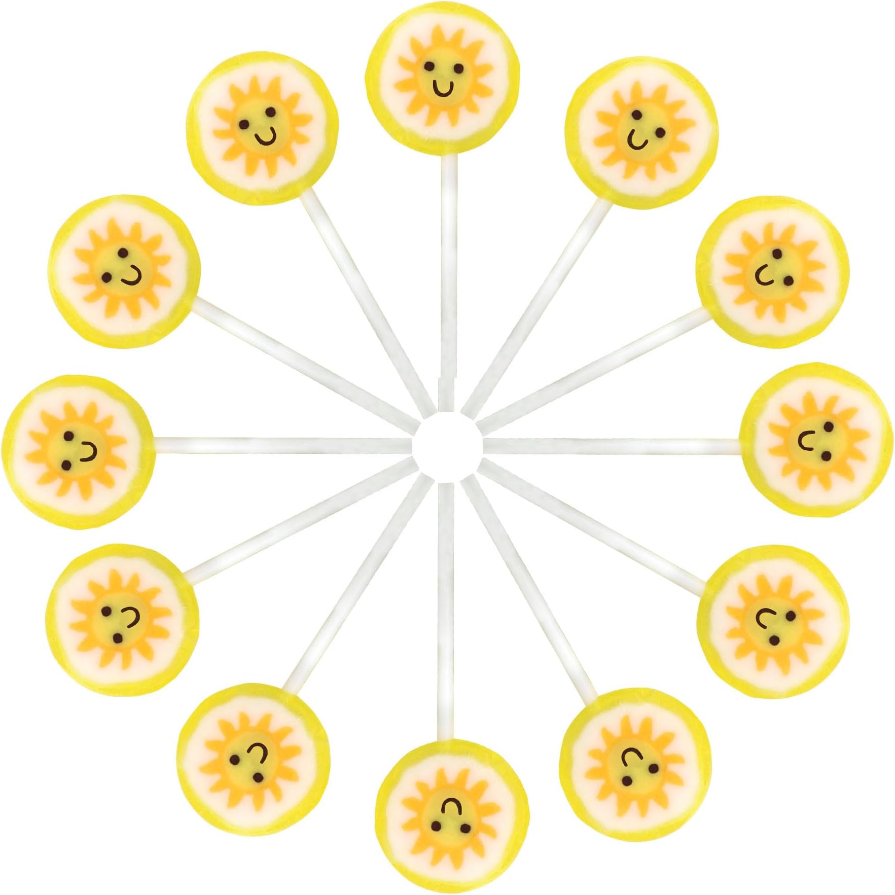 Sun Candy Lollipops - 30 Count Individually Wrapped Suckers Bulk - Cute Fun Summer Themed Yellow Candy Favors - Beach Theme - Pool Party Treats - Birthday Party Goodie Bags - Lemon Flavor