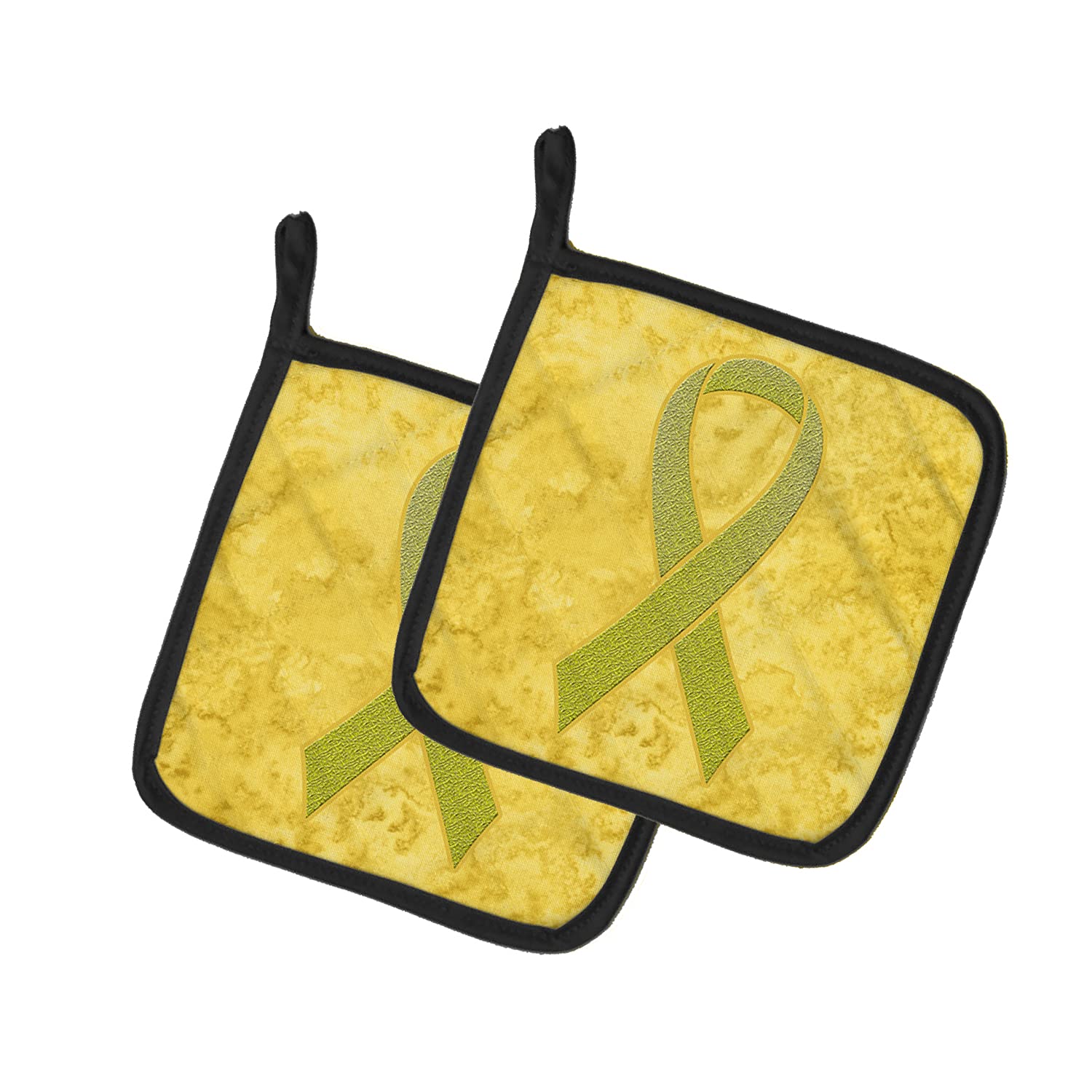 Soportes para ollas solidarios Caroline's Treasures con la cinta amarilla contra el cáncer