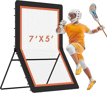 MR 7x5 Lacrosse Rebounder, 5-Angle Pitch Back Return Net | 7x5 multi-sport rebound net with 5 adjustable angles, bounce back training wall for lacrosse, baseball & softball practice