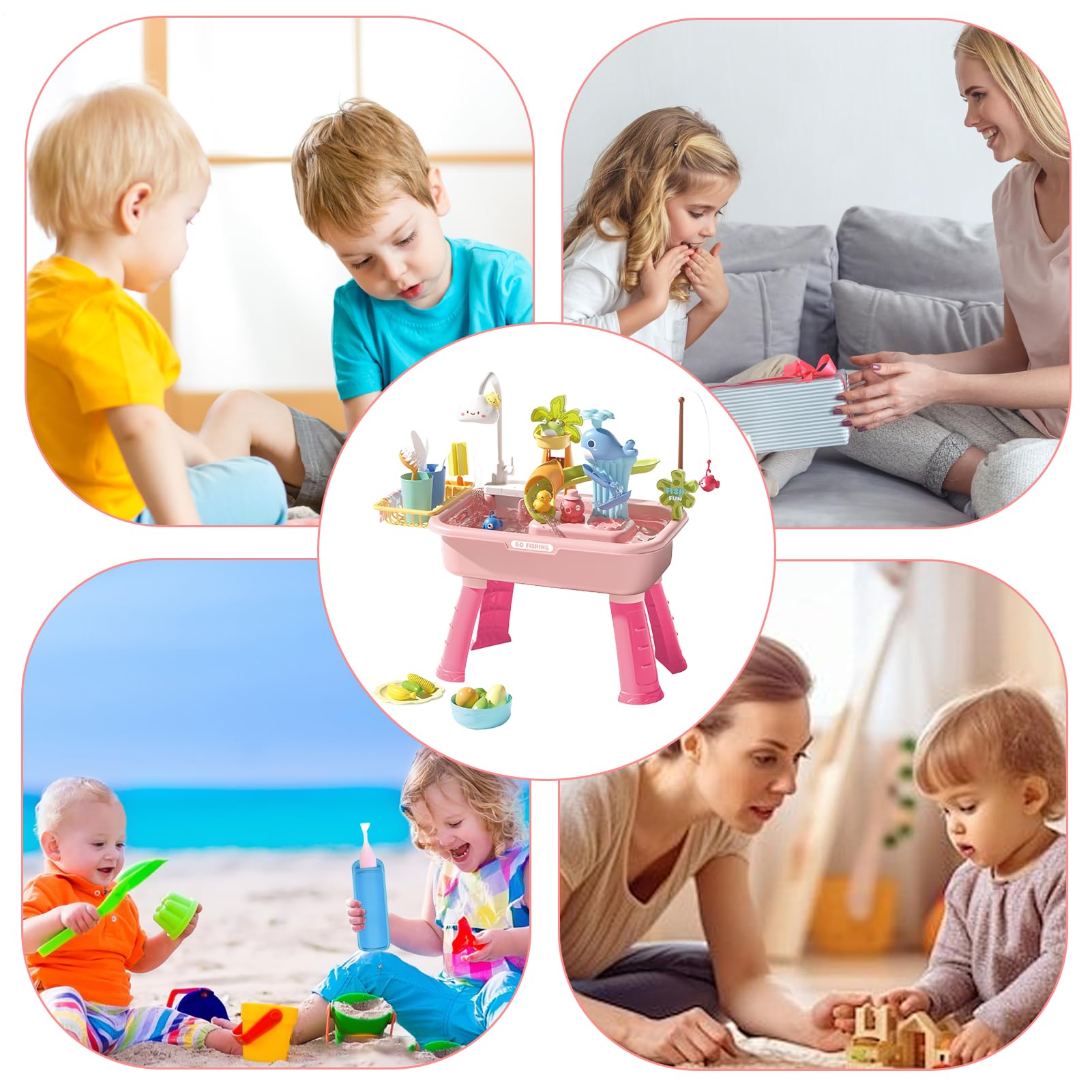 Mesa de Agua para Mesa de Agua - Juego de imitación Educativo, Lavabo multifunción con Grifo eléctrico para jardín, pícnic, casa de Juego, Piscina, Playa, cumpleaños | Juego Educativo de Imitación Grifo Eléctrico 4 en 1 para Jardín Escolar Camping Casa de