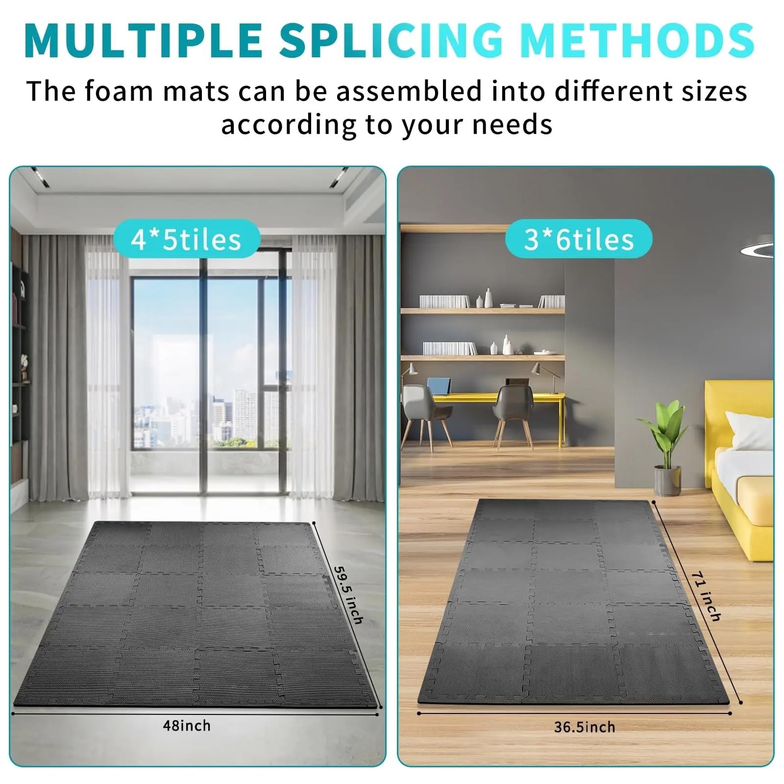 Esterilla Fitness Puzzle Juego de 6/18 baldosas de Espuma EVA entrelazadas for Gimnasio en casa, Juegos, Entrenamiento y Ejercicio.(Grey-30x30cm,18PCS)