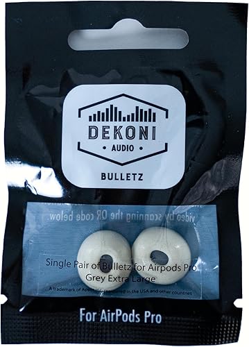 Miniatura 4 de Dekoni Audio Puntas de espuma viscoelástica para Apple Airpods Pro y Airpods Pro 2, color gris, XL, 1 par
