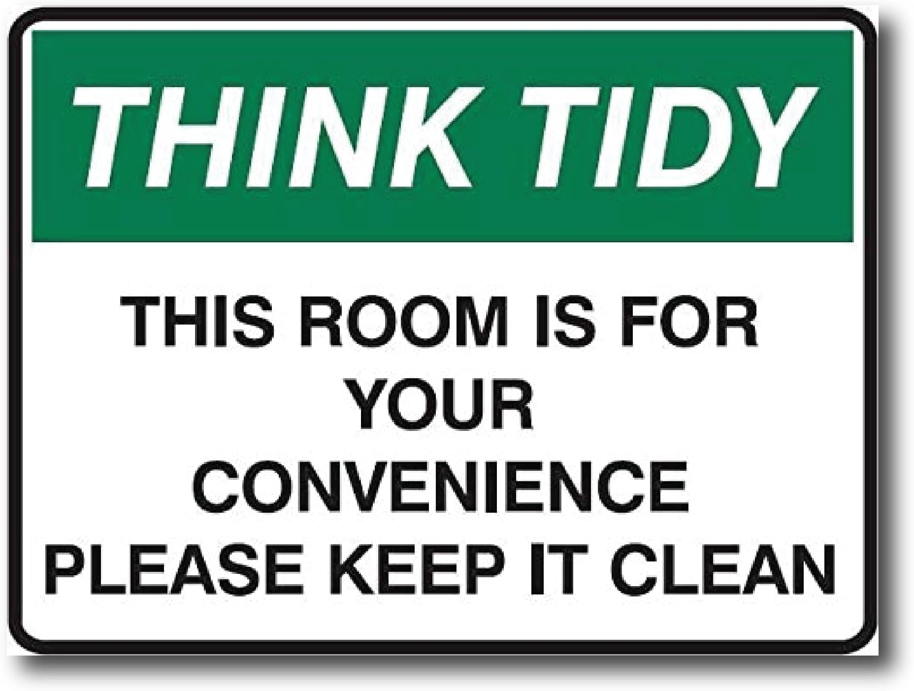 ISEE 360® This Room is for Your Convienience Please Keep It Clean Sign Sticker for Office Restaurant Theater Shops School Factory Vinyl Decal Green Black L x H (20.00 x 18.00 cm)