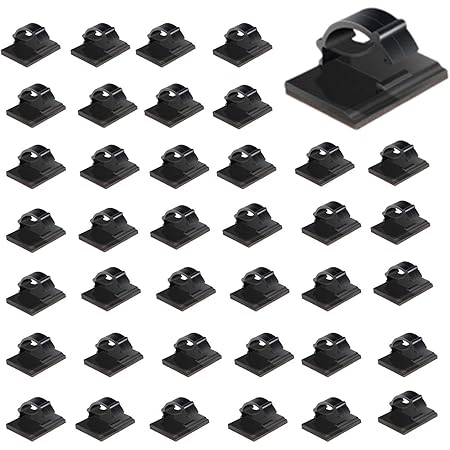 Amazon Skysonic ケーブル固定具 コードクリップ ケーブルドロップ フック 線路レイアウト 収納 車内 家庭 オフィス 線材片付け 黒 40個セット 車用端子 車 バイク