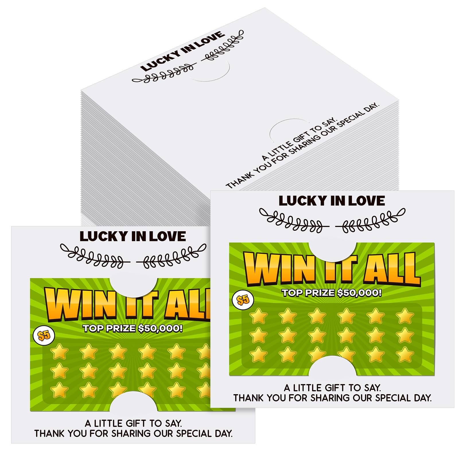 Zhanmai 120 Pack Wedding Tickets Holders for Guests Lucky in Love Ticket Wallet for Bridal Shower Wedding Favors Idea, 5.5 x 4.9 Inch