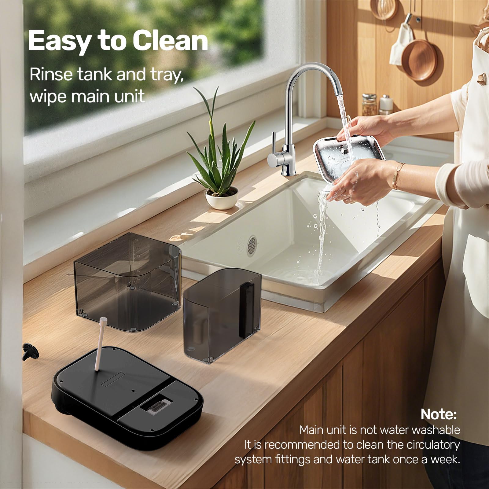 HAPAW Cat Water Fountain, Wastewater Separation & No Filter Cotton, Pet Water Dispenser with 101oz/3L Large Capacity Tank, Wireless Automatic Water Fountains for Cats Indoor Cat Watering Supplies - image 7