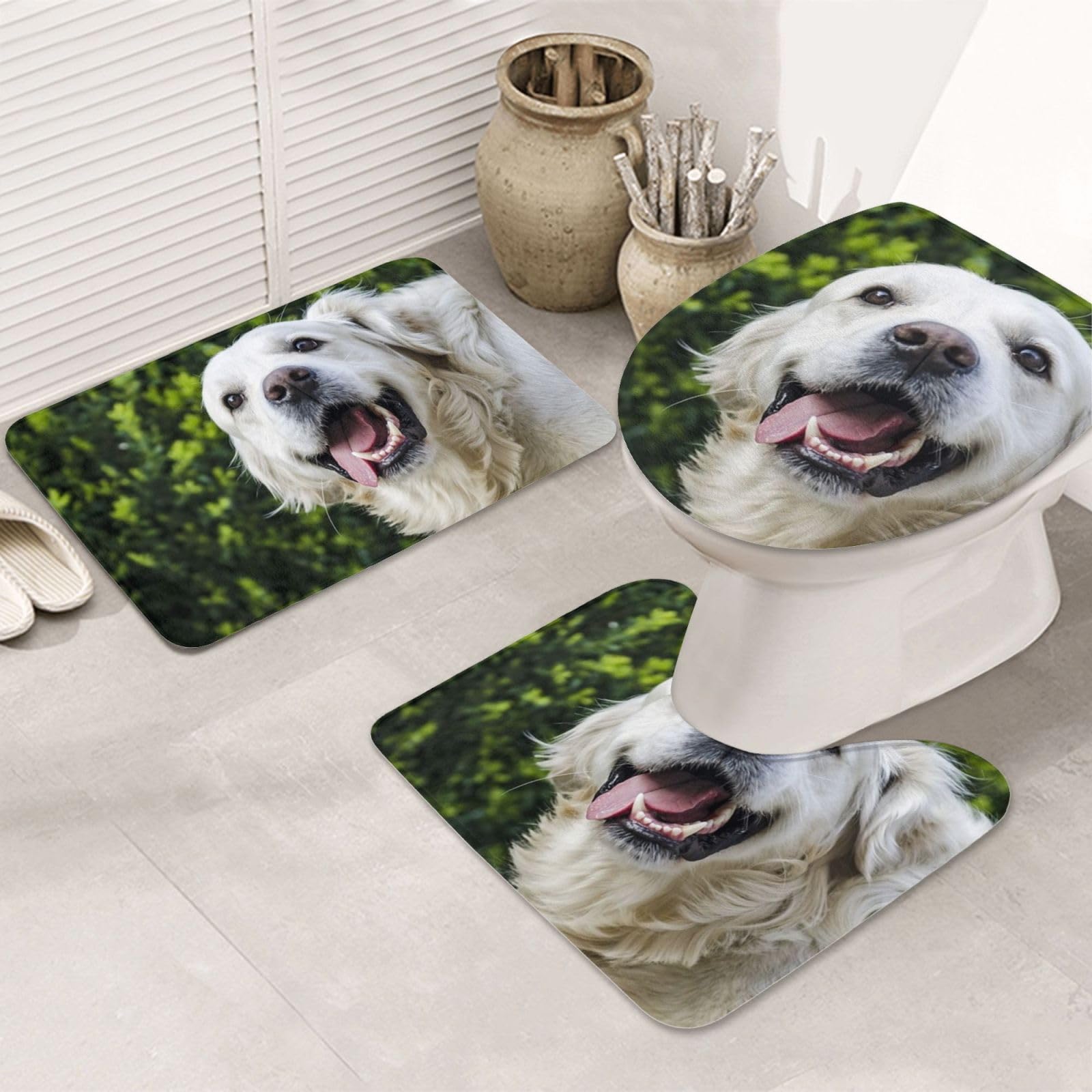 Tapis de bain Golden Retriever absorbant pour une douche chaleureuse et sécurisée