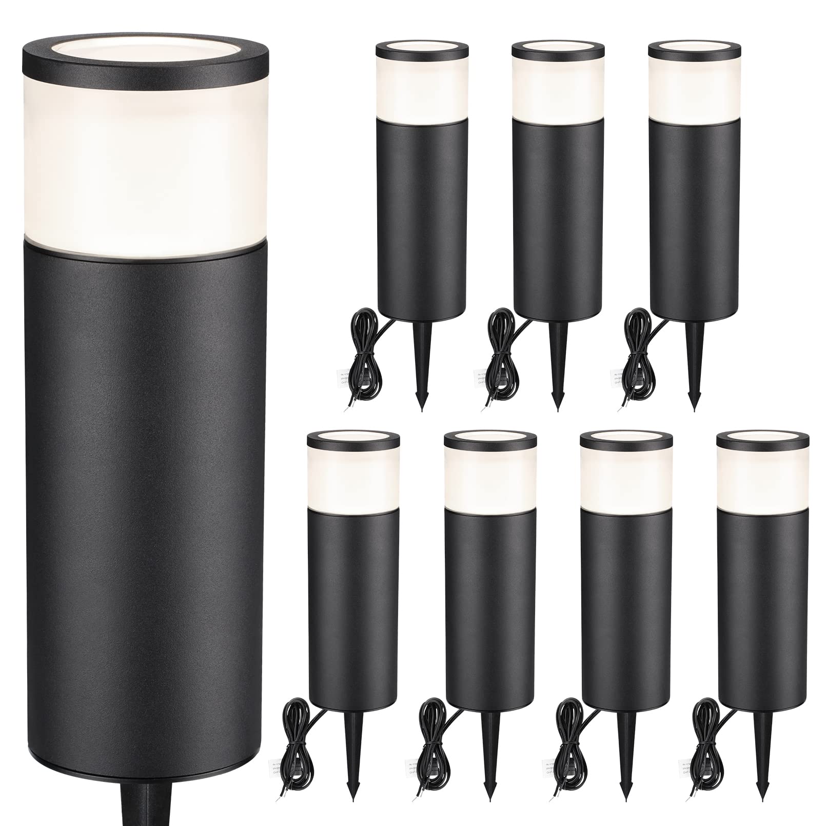 LEONLITE8-Pack Low Voltage Path Lighting, 5W LED Landscape Bollard Pathway Light, 12V Landscape Lights Outdoor, Aluminum Housing, IP65 Waterproof, 50,000 Hours Lifespan, 4000K Cool White