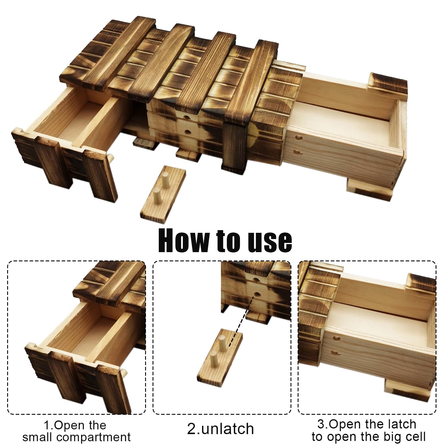 Confezione regalo in legno Nizirioo, 2 pezzi, scatola regalo magica per regali in denaro, con 2 scomparti sicuri, grande enigma per regali in denaro, buoni, gioielli, gioco d'azzardo