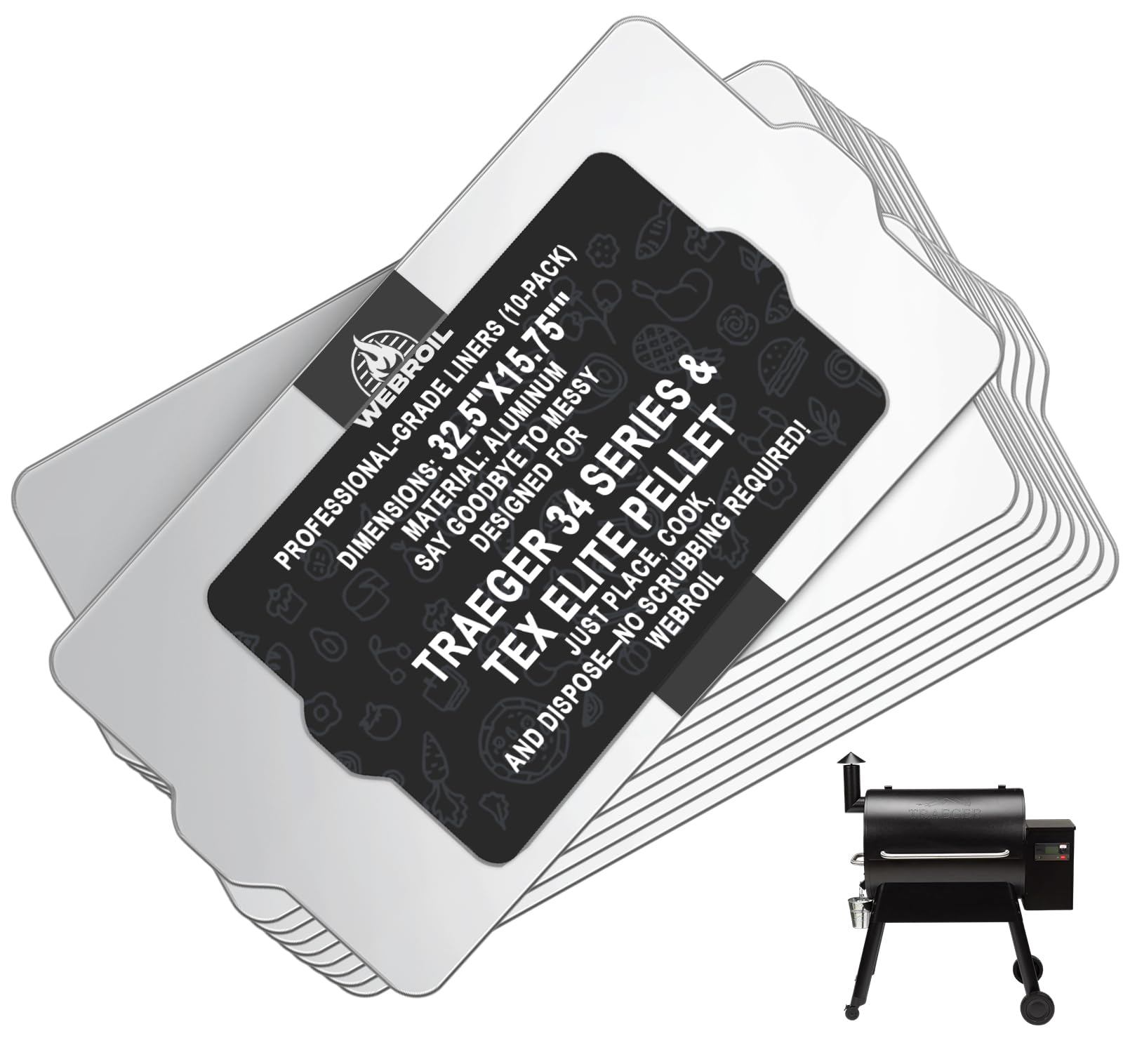 10 Packs BAC410 Drip Tray for Traeger Pro 34 Series/Tex Elite Pellet Smoker