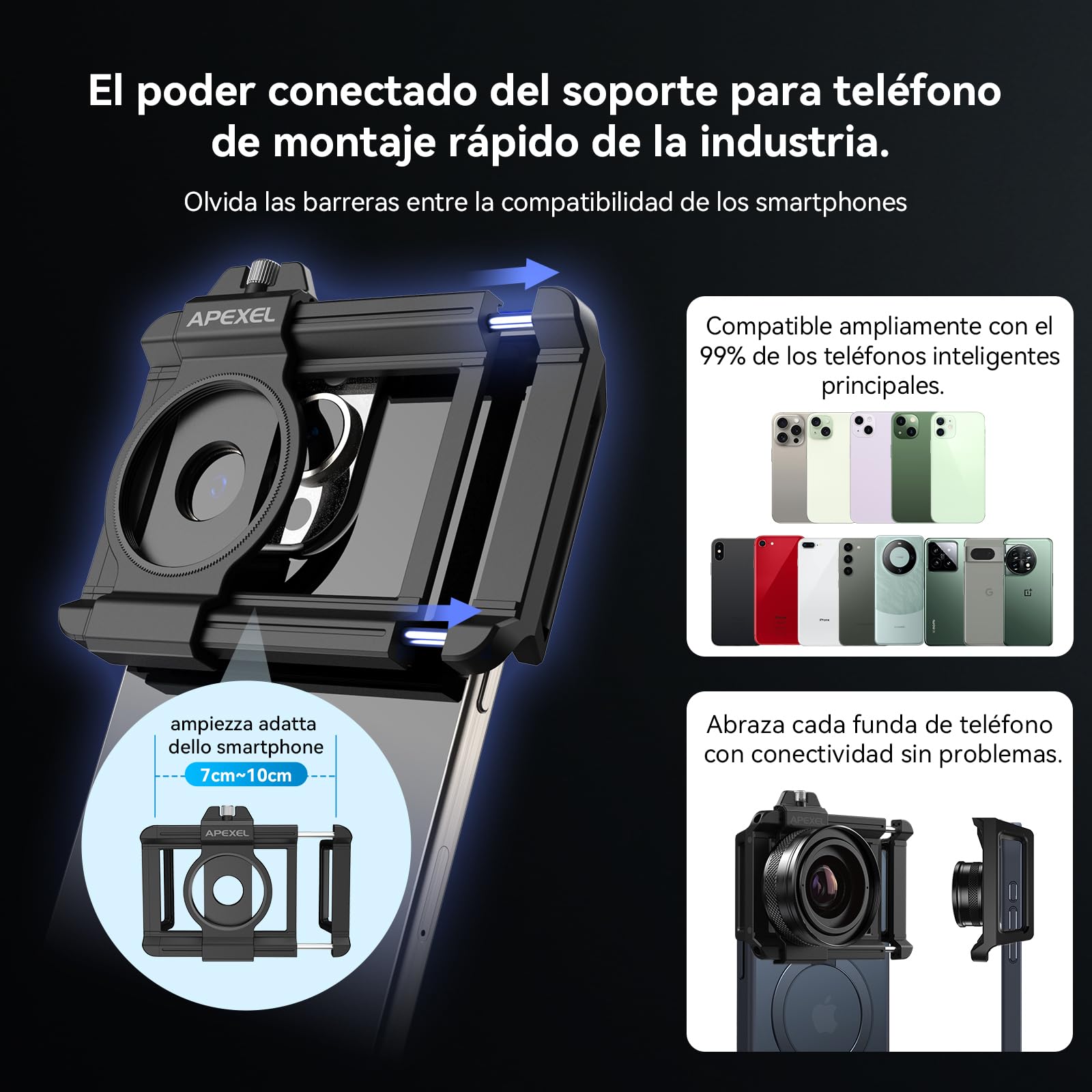 APEXEL Lente Macro para Móviles ZM100 Mejorada, Ultra HD, Apertura F1.05, Aumento Máximo de 20X, Lente Macro para Smartphones Compatible con la Mayoría de Teléfonos Móviles