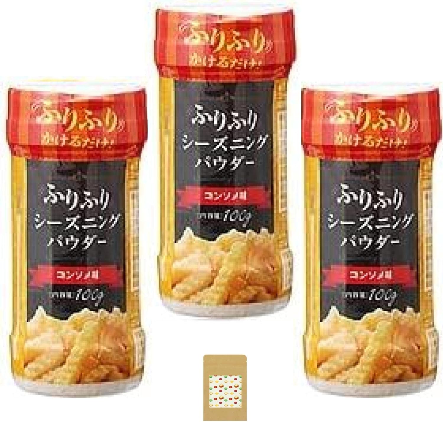 Amazon ふりふりシーズニング パウダー コンソメ味3本 計300g & Natural Life Mart オリジナル食品対応ジップ