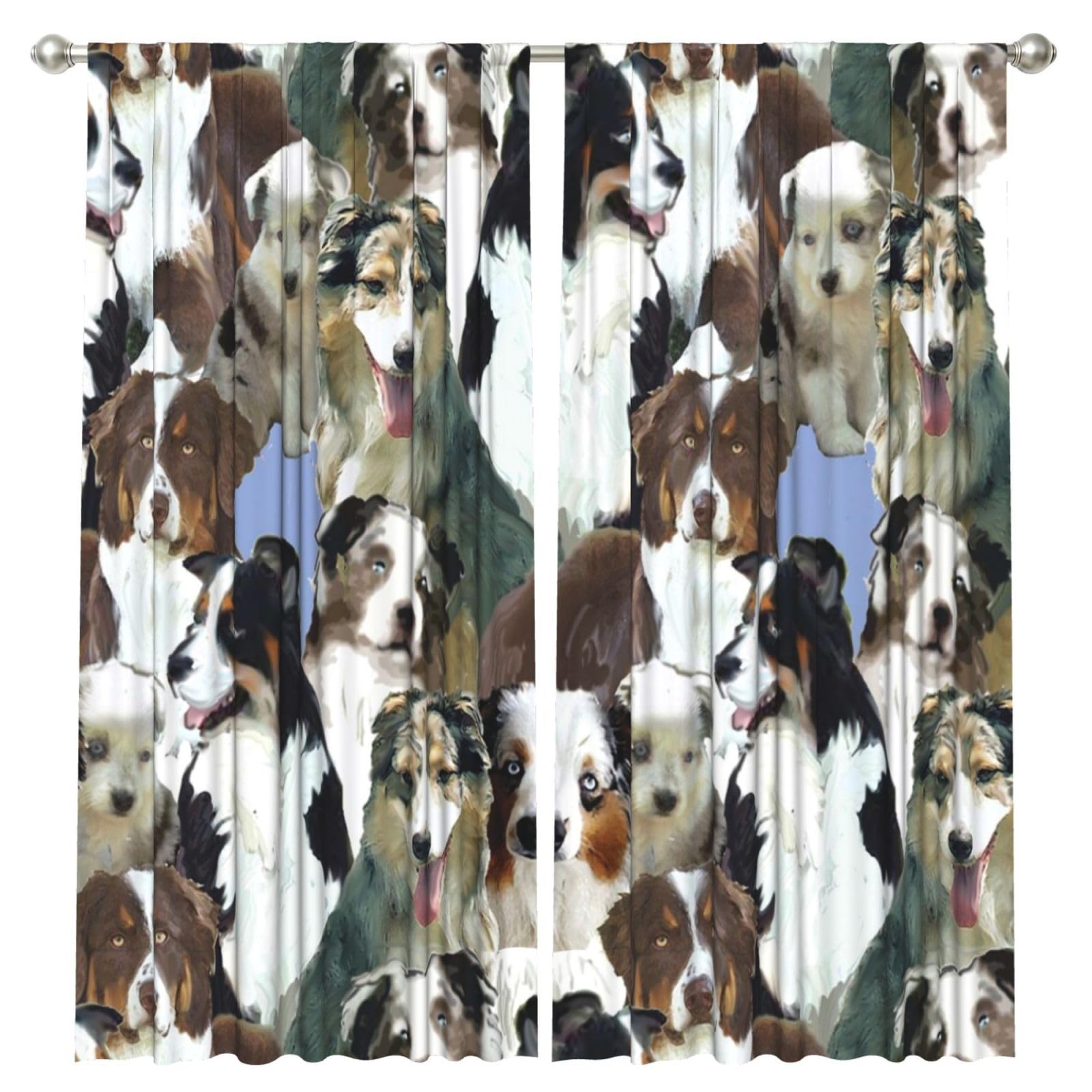 InOmak Australian Shepherd, 2 Panels Window Curtains 52 x 84 Inch Blackout Curtains for Living Room Bedroom