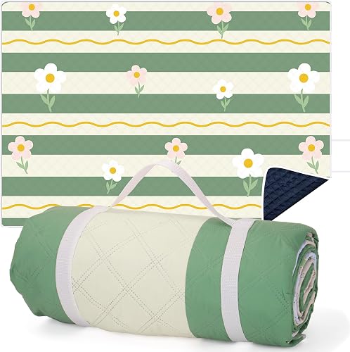LARUTAN Picnic Blanket XXL Waterproof 200 x 300 cm – Provence Design, Extra Large Padded & Insulated Picnic Blanket, Washable Sand-Free Beach Blanket for Camping, Garden & Outdoor