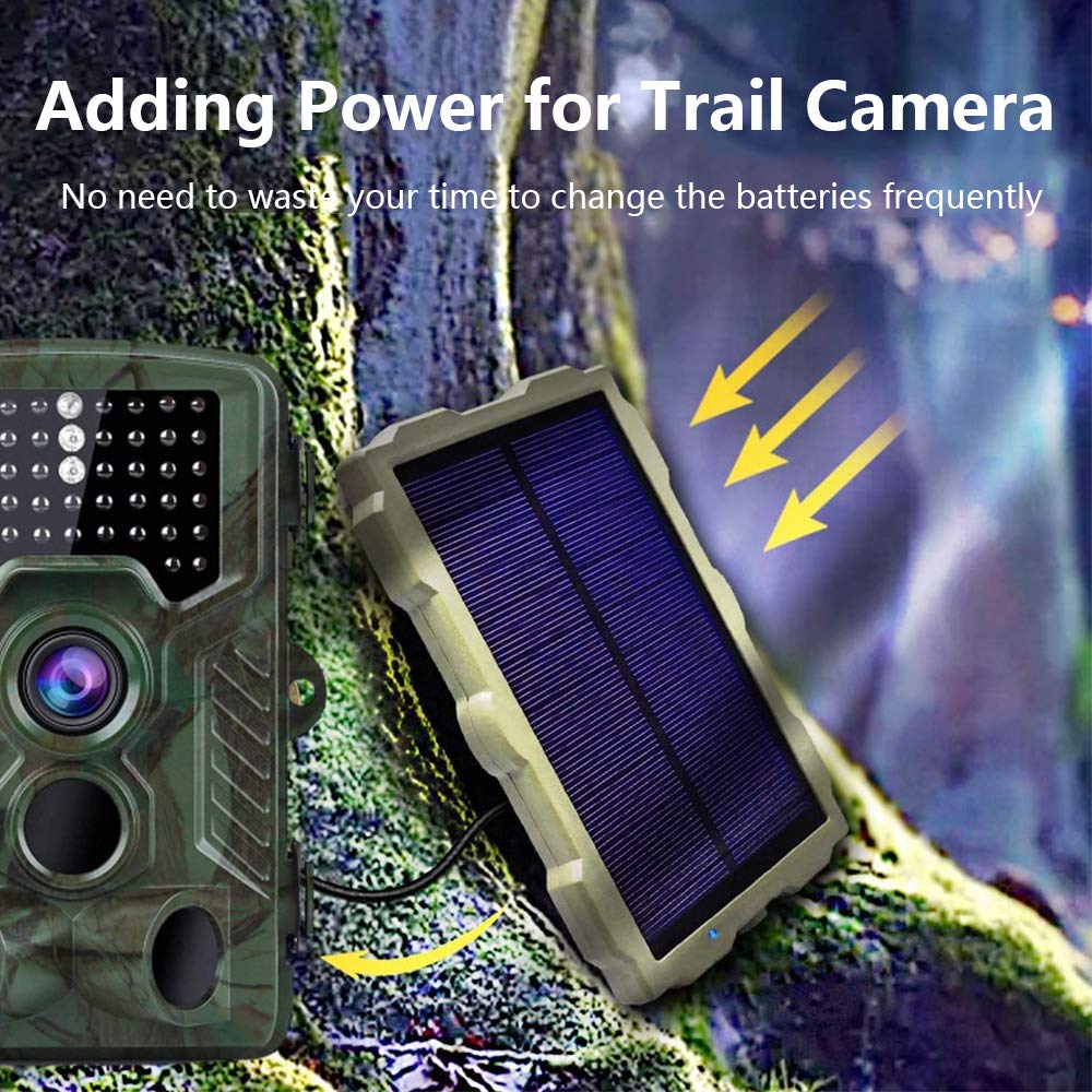 BraveKing Wildkamera 16MP 1080P Jagdkamera Nachtsicht 82ft/25M 0,2s Bewegungsmelder 120° Weitwinkel 2.4" LCD Display IP66 Wasserdicht IR Überwachungskamera mit Solarpanel und 32G Speicherkarte